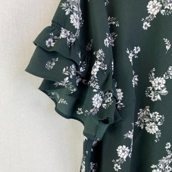 LANE BRYANT Dark Green Floral Print Blouse - Picture 4 of 7